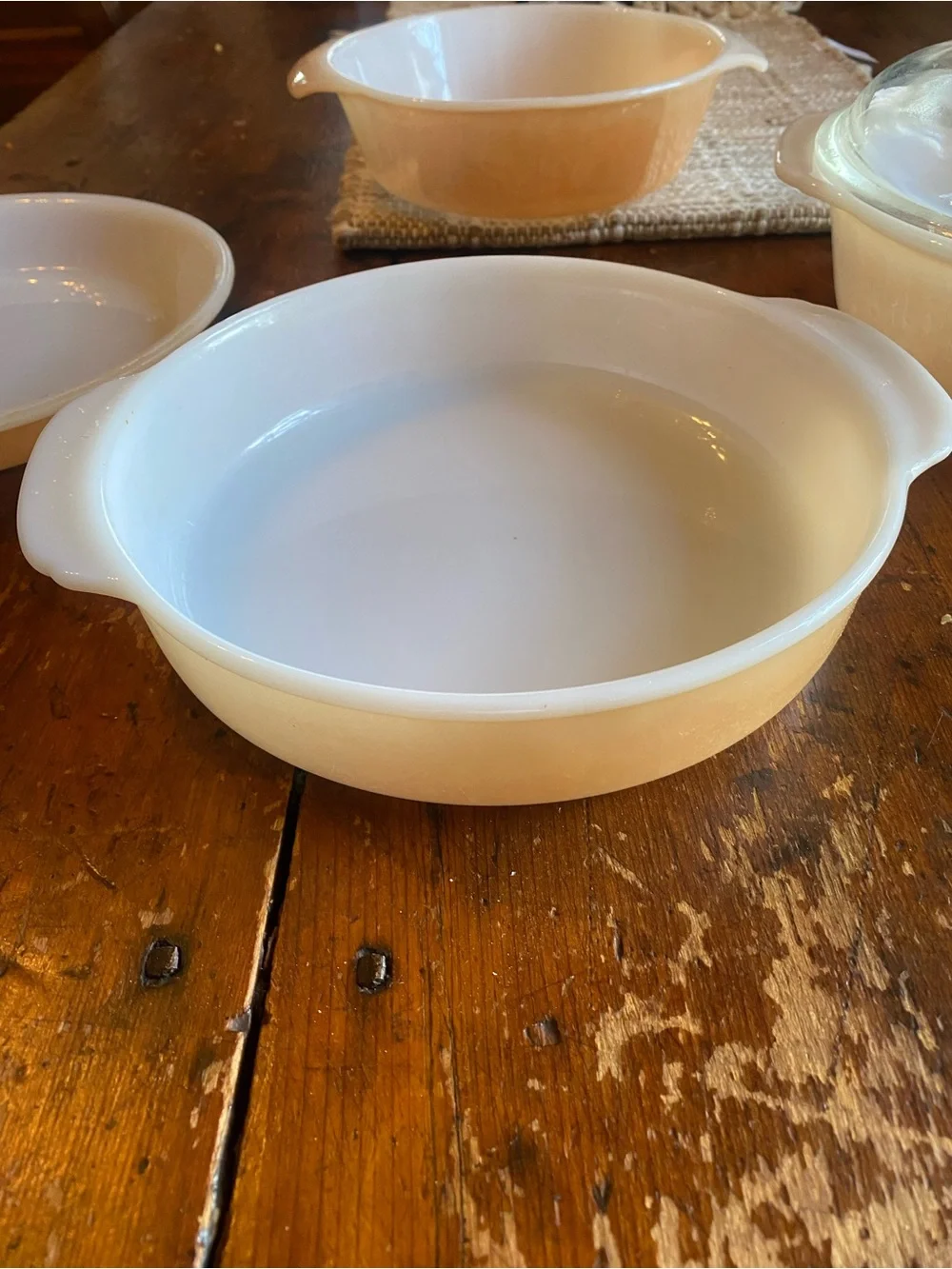 Anchor Hocking Fire King Peach Luster Baking Set